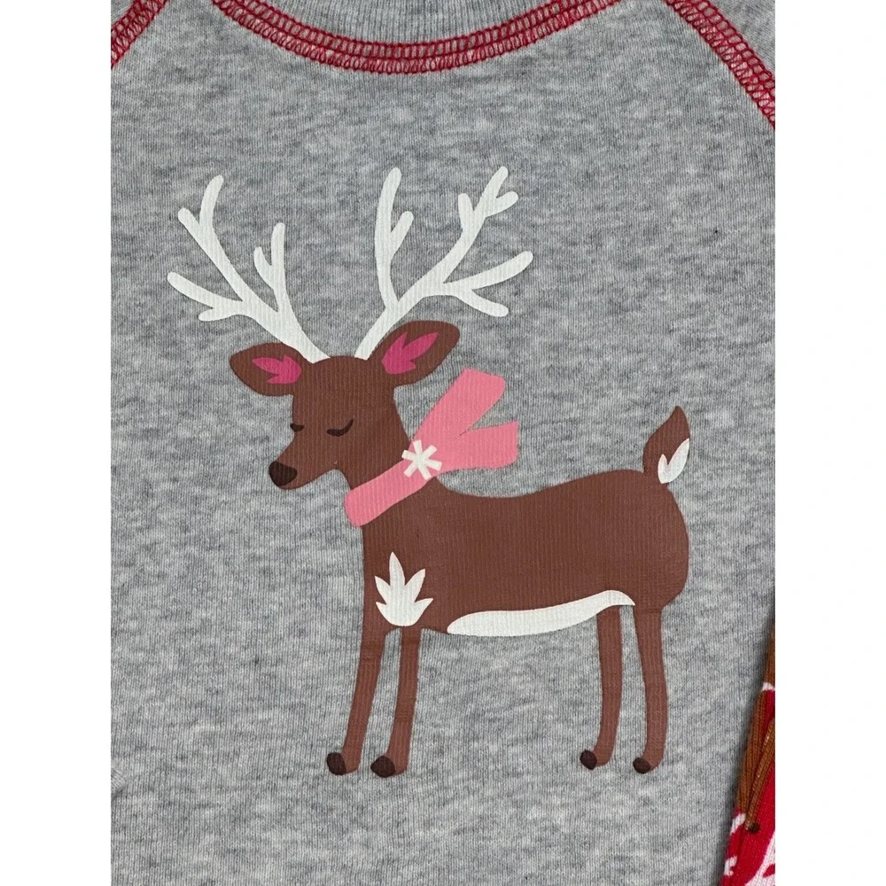 Bitty Baby American Girl Reindeer Pajamas Red Gray Christmas Holiday Set Size 3